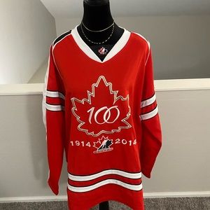 🛑SOLD🛑Canada 100th Anniversary 1914-2014 IIHF Hockey M/M sz Sewn Jersey Large